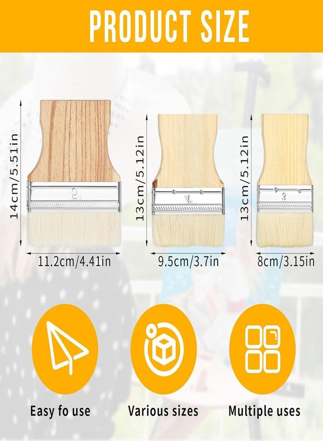 RupeeRise 3 Pcs Large Paint Brushs with Wooden Handle, Flat Brush Set for Painting, Paint Brush Set for Acrylic Painting, Walls and Furniture, 3/4/5 Inch - Image 3